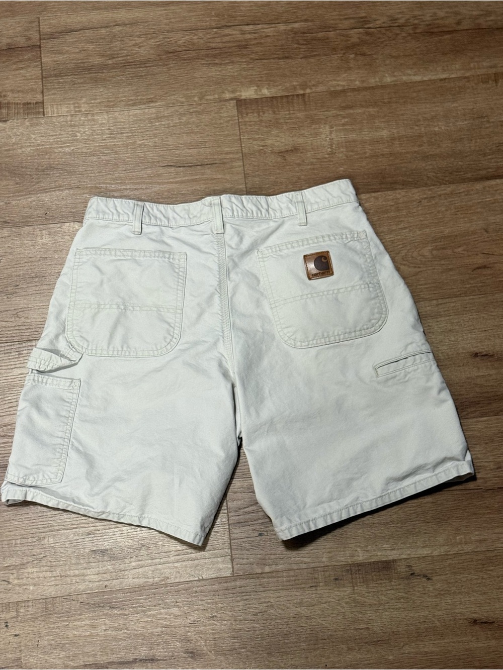 Vintage Carhartt Carpenter Shorts Size 33 Cream White Workwear